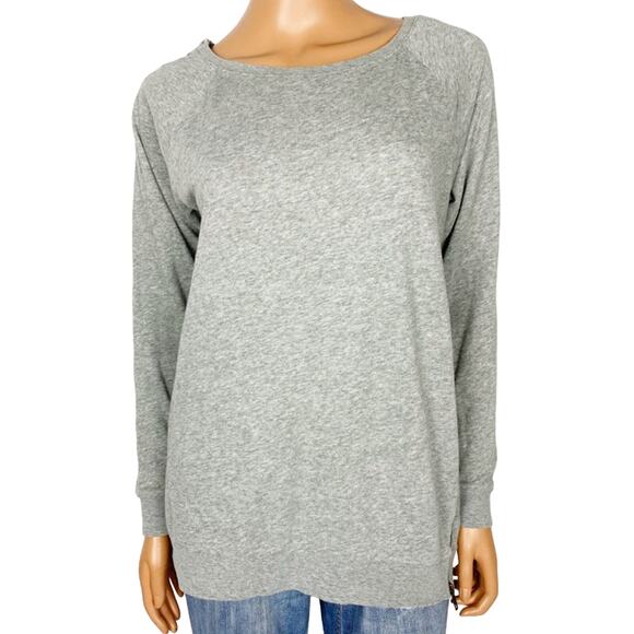 LEITH gray sweatshirt long TOP size XS extra small shoulder side zipper details - Picture 1 of 9